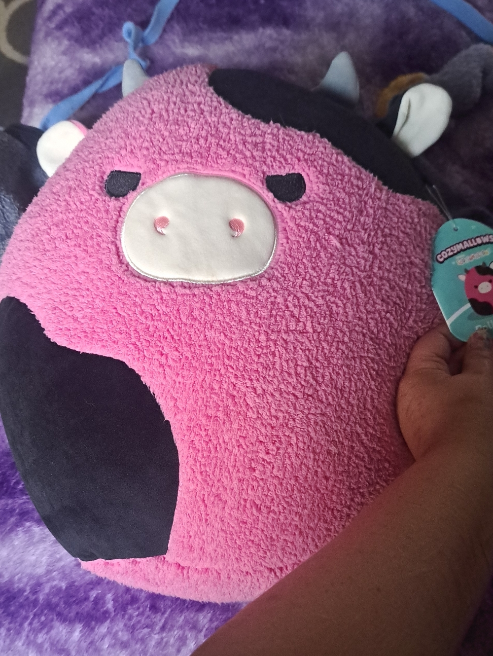 Pink & Black Cow Squishmellow Plush - Kids